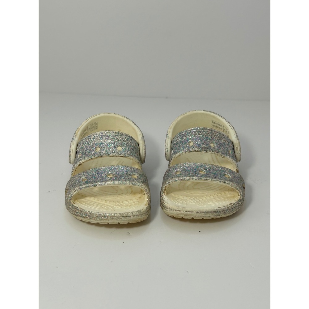 Kids‎ Crocs Glitter Sparkle Sandals Size 5 Toddler Girls Silver Shimmer